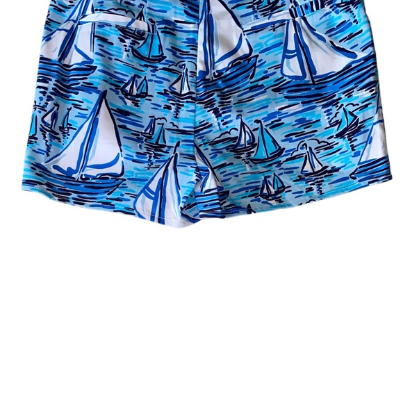 Sail to Sable STS Sail Boat Print Gold Button Shorts - M - Picture 8 of 11